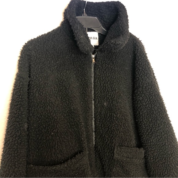 I AM GIA Teddy Coat Black Oversized Sherpa Long Coat Size Small - Picture 5 of 16